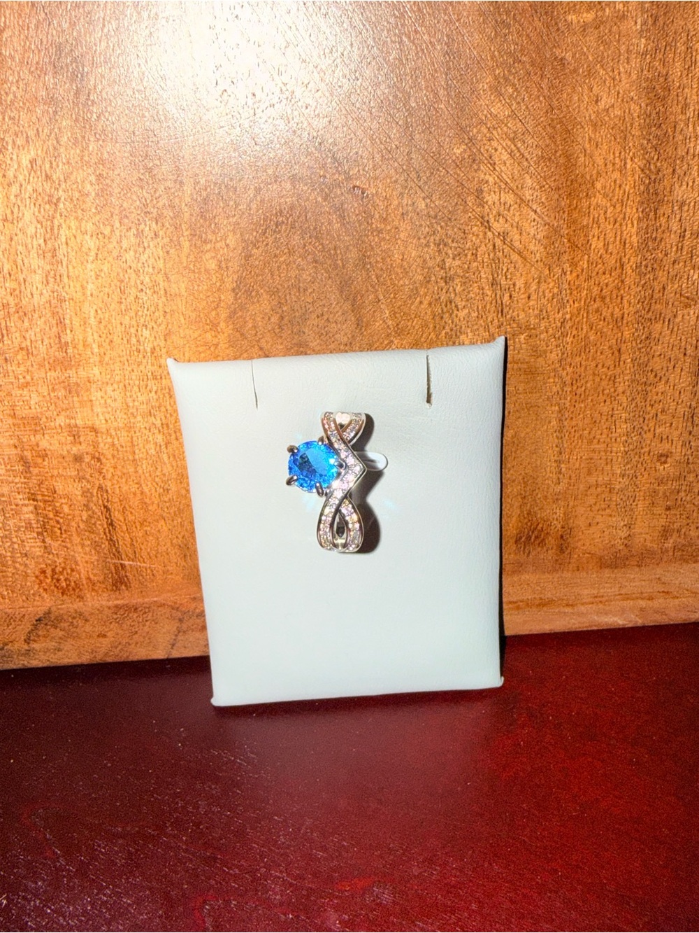 Blue Stone Silver-Tone Twist Ring